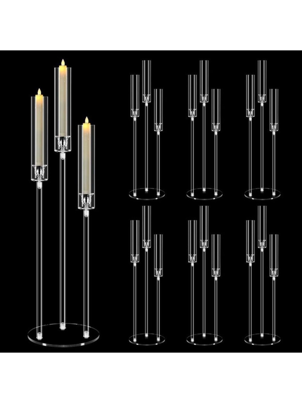 Elegant 3-Arm Acrylic Candle Holders - 42.3'' Tall - Perfect Home Decor & Gift